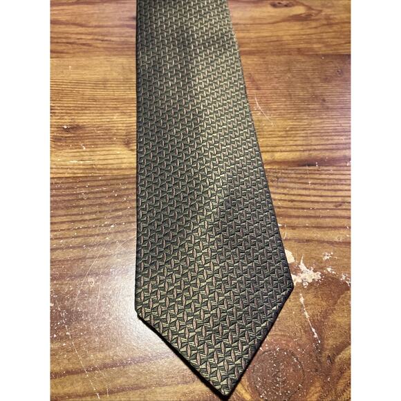 Woodward Men's Necktie Tie Silk VTG Metallic Silver Geometric Wide Made in USA - Picture 2 of 6